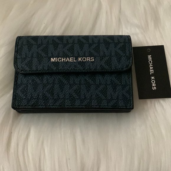 MICHAEL KORS  Cooper Logo Accordion Card Case in Admiral Blue - Picture 1 of 4